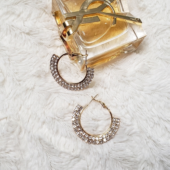 Gold Plated Cubic 💎 Zirconia Hoops - Picture 4 of 5